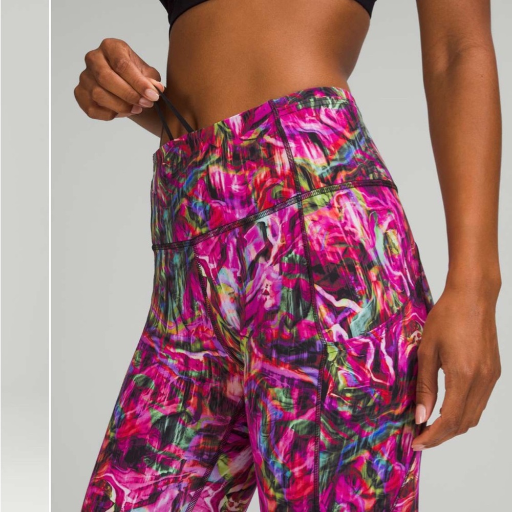 Lululemon Fast and Free High Rise Crop 23" size 4 Hyper Flow Pink Multi